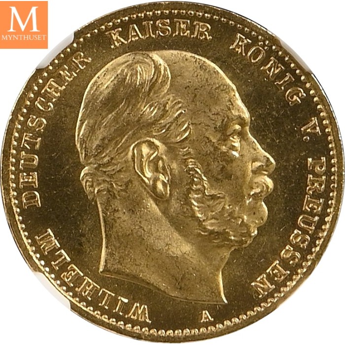 1872 A GERMANY PRUSSIA 10 Mark NGC MS64