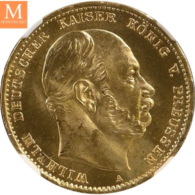 1872 A GERMANY PRUSSIA 10 Mark NGC MS64+