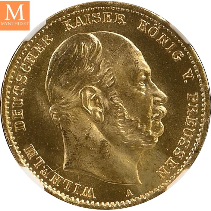 1872 A GERMANY PRUSSIA 10 Mark NGC MS64+