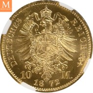 1872 A GERMANY PRUSSIA 10 Mark NGC MS64