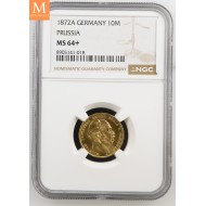 1872 A GERMANY PRUSSIA 10 Mark NGC MS64+