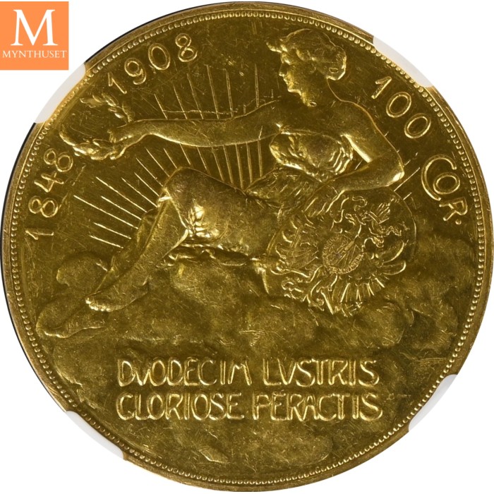 1908 Austria Gold 100 Corona 60th Anniversary of Reign Proof