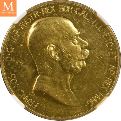 1908 Austria Gold 100 Corona 60th Anniversary of Reign Proof