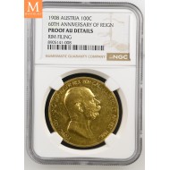 1908 Austria Gold 100 Corona 60th Anniversary of Reign Proof