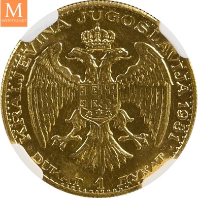 1931 K Yugoslavia Dukat NGC MS64 Corn Countermark,