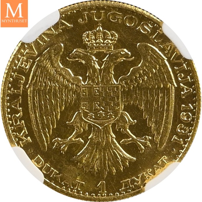 1931 K Yugoslavia Dukat NGC MS64 Corn Countermark,