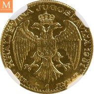1931 K Yugoslavia Dukat NGC MS64 Corn Countermark,