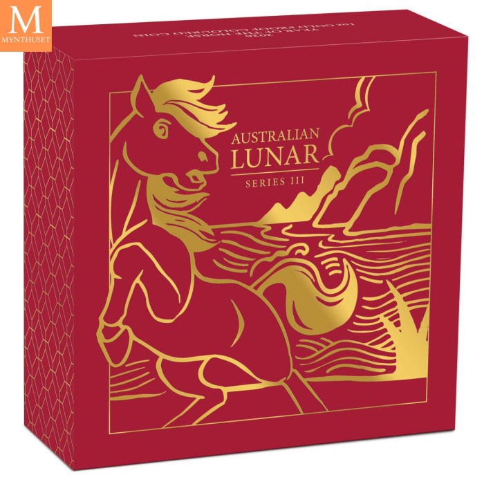 2026 Australia YEAR OF THE HORSE COLOR 1 OZ  GULL LUNAR SERIE 3 KVALITET PROOF I ORIGINALT SKRIN