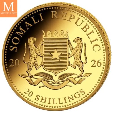 2026 Somalia 1/50 oz Gull African Elephant BU i kapsel