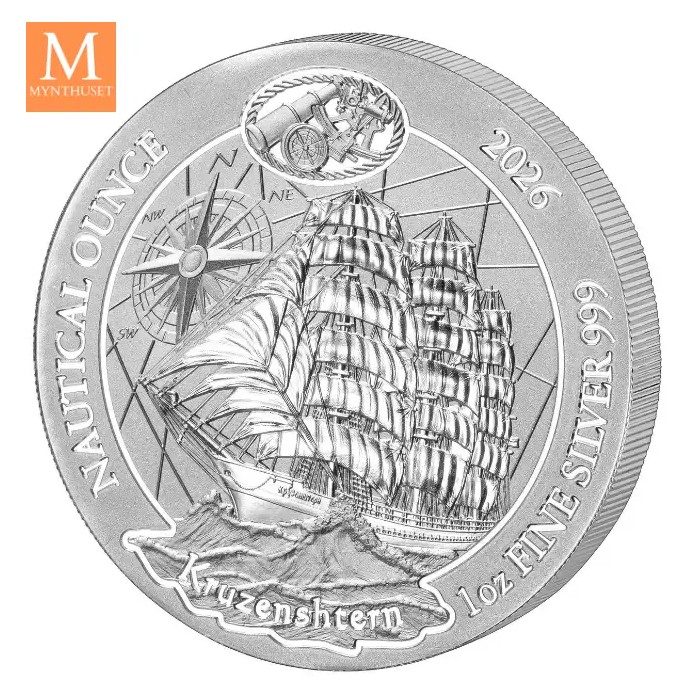 2026 Rwanda Nautical Ounce Kruzenshtern 50 AMAFRANGA 1 Oz Sølv i kvalitet BU