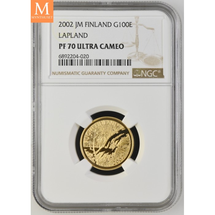 2002 JM Finland Gull 100 Euro LAPLAND NGC PF70