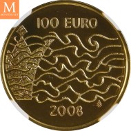 2008 P Finland Gull 100 Euro FINNISH WAR NGC PF70 LAVT OPPLAG!