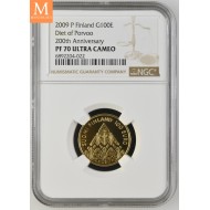 2009 P Finland Gull 100 Euro DIET OF PORVOO NGC PF70 LAVT OPPLAG!