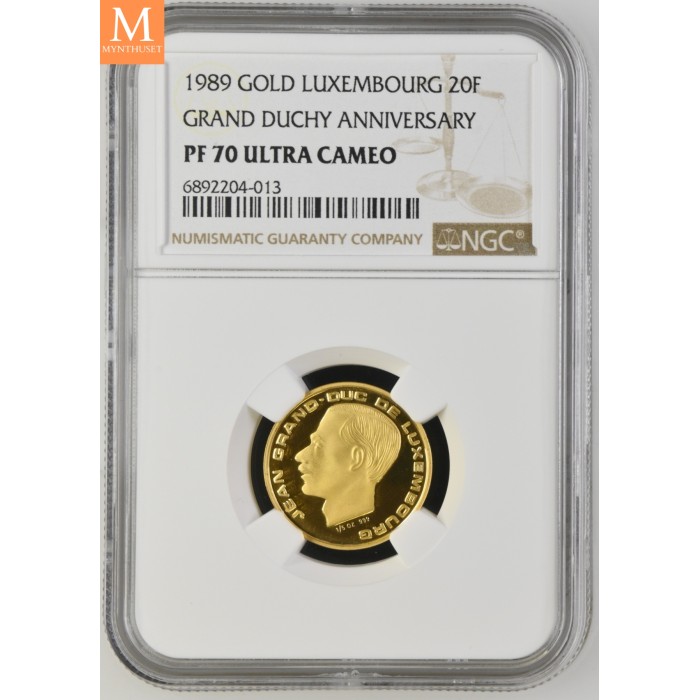 1989 GULL Luxenburg 20 Francs Grand Duchy NGC PF70