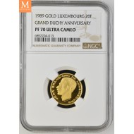 1989 GULL Luxenburg 20 Francs Grand Duchy NGC PF70