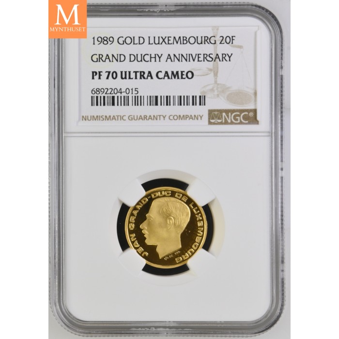 1989 GULL Luxenburg 20 Francs Grand Duchy NGC PF70