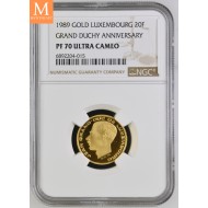 1989 GULL Luxenburg 20 Francs Grand Duchy NGC PF70