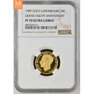 1989 GULL Luxenburg 20 Francs Grand Duchy NGC PF70