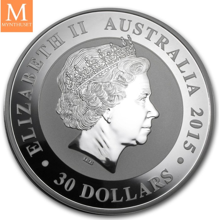 2015 Australia 1 kilo Silver Kookaburra BU LAVT OPPLAG
