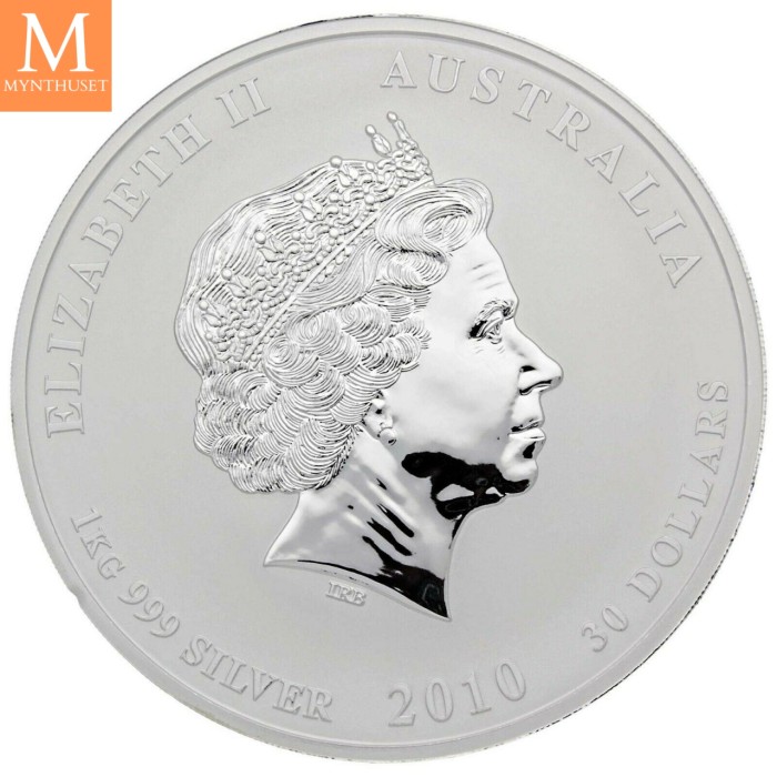 2010 Australia1 kilo Silver Lunar Serie II Tiger Kvalitet BU i kapsel