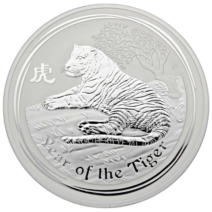 2010 Australia1 kilo Silver Lunar Serie II Tiger Kvalitet BU i kapsel