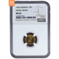 1942 10 øre London høyt gradert NGC MS66