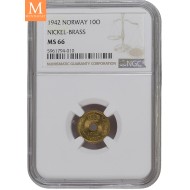 1942 10 øre London høyt gradert NGC MS66