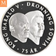 2012 Norway sølv 200 kroner Kong Harald og Dronning Sonja 75 år NGC PF69