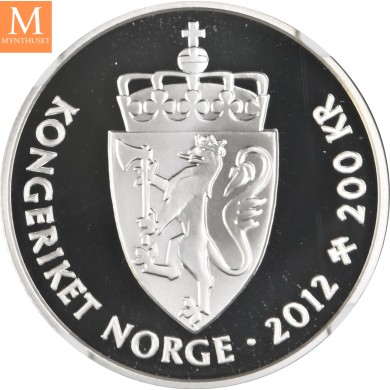 2012 Norway sølv 200 kroner Kong Harald og Dronning Sonja 75 år NGC PF69