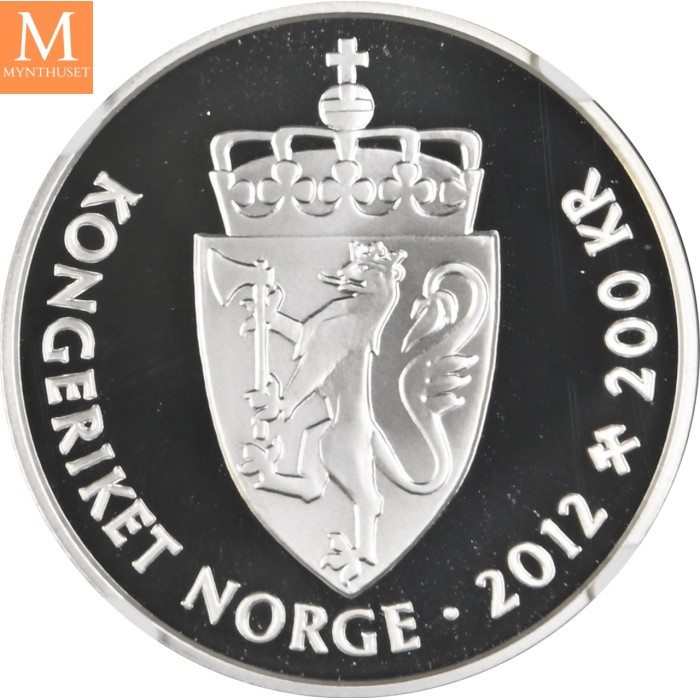 2012 Norway sølv 200 kroner Kong Harald og Dronning Sonja 75 år NGC PF69