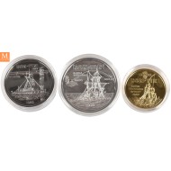 1988 WESTERN SAMOA Kon-Tiki myntene Palladium,Gull og sølv proof