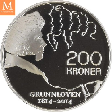 2014 Norway sølv 200 kroner Grunnloven NGC PF69