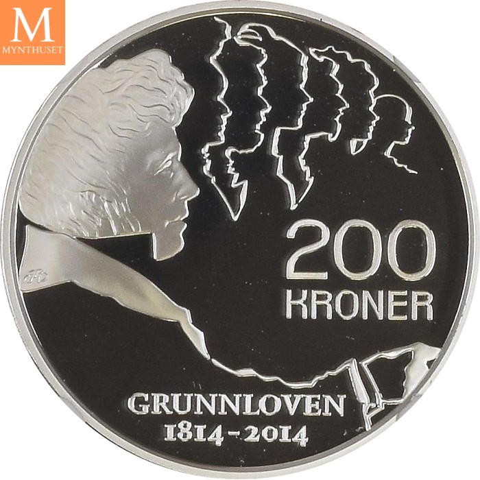 2014 Norway sølv 200 kroner Grunnloven NGC PF69