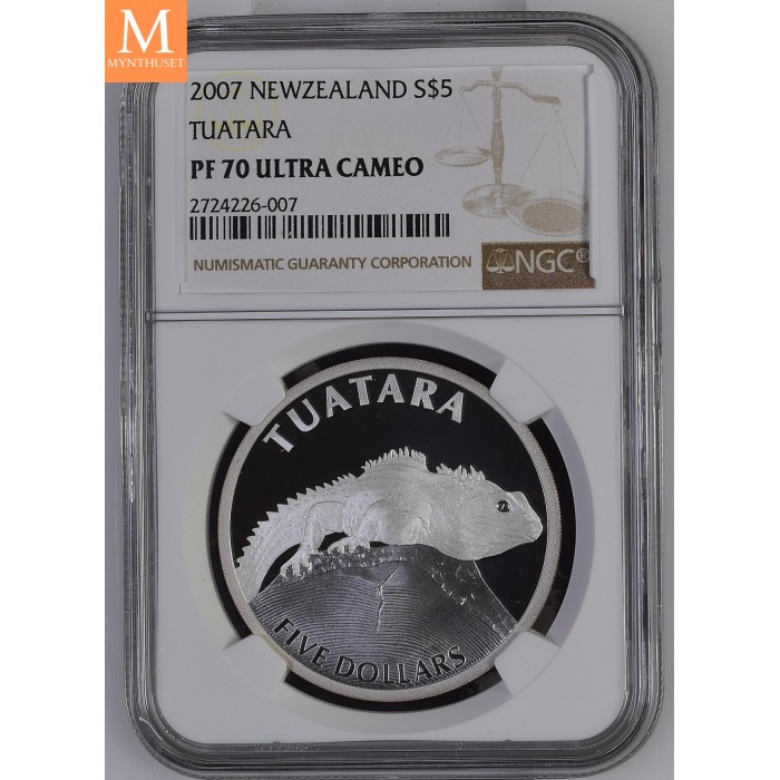 2007 NEW ZEALAND 5 DOLLAR TUATARA NGC PF70