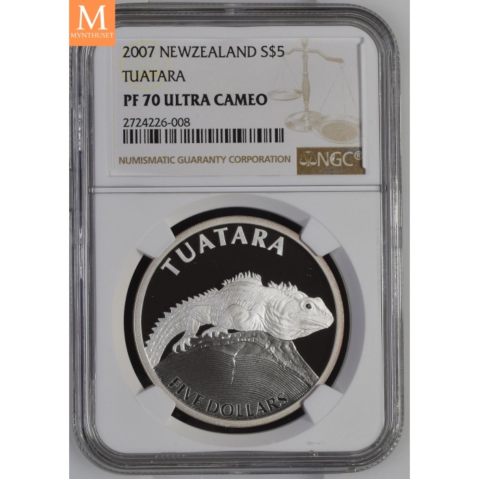 2007 NEW ZEALAND 5 DOLLAR TUATARA NGC PF70
