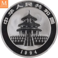 1994 China SMALL DATE SØLV PANDA 10 YUAN MS68