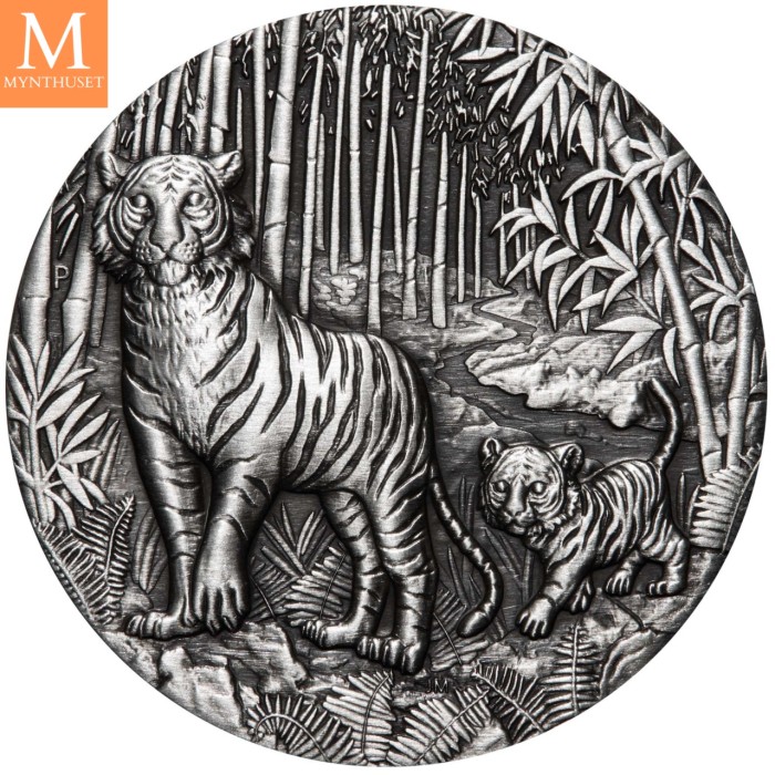 2022 Australia 2 oz Sølv Lunar S3 Year of the Tiger Antiqued med skrin og enkhetsbevis