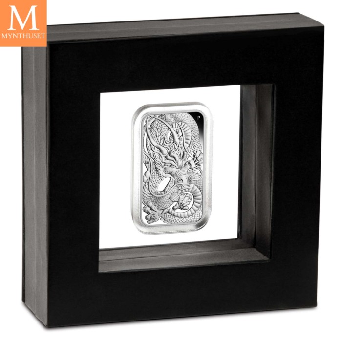 2021 Australia 1 oz Sølv Dragon Proof Rektangulær sølvmynt