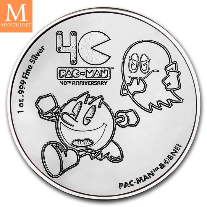 2020 Niue 1 oz Sølv 2dollar PAC-MAN 40th Anniversary BU i kapel