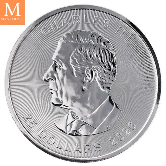 2026 Canada 5 oz Sølvmynt Grand Maple Leaf BU i Kapsel