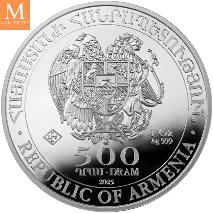 2025 Armenia 500 Dram Noahs Ark 1 oz sølv kvalitet BU