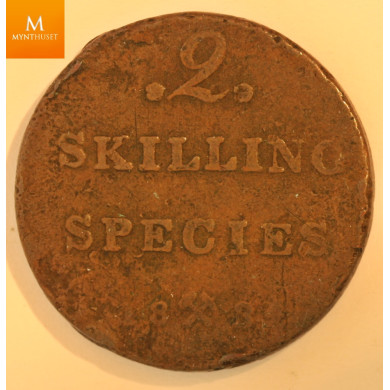 2 skilling Species 1834 Synlig årstall