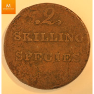 2 skilling 1832 kvalitet 1+/01 