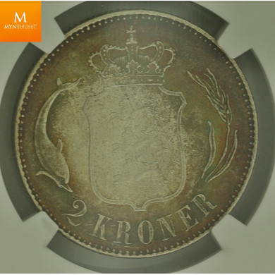 Danmark: 2 Kroner 1915 VBP MS63 Stjerne 