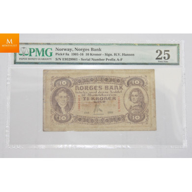 10 kroner 1916 E kvalitet VF25  10 kroner 1916 E kvalitet VF25