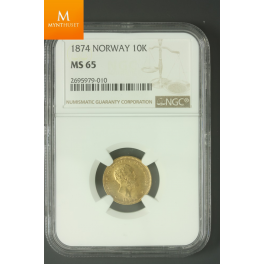 10 krone 1874 MS65 
