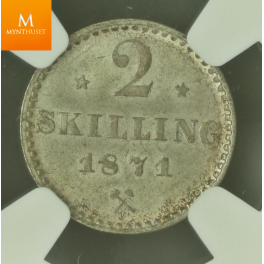 2 skilling 1871 stjerne MS64 