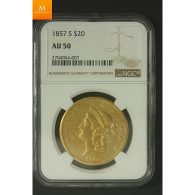 20 dollar 1857 AU50 