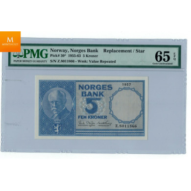 UNIK! 5 kroner 1957 Z 8 million Kvalitet 0 ! 