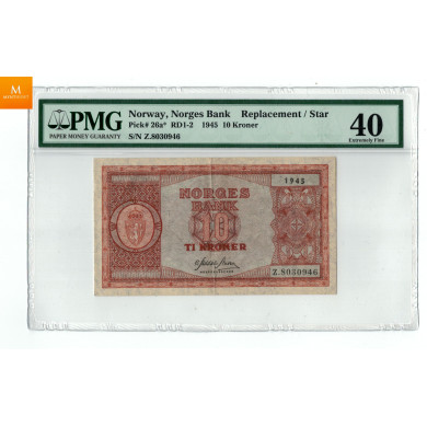 10 kroner 1945 Z MEGET sjelden 